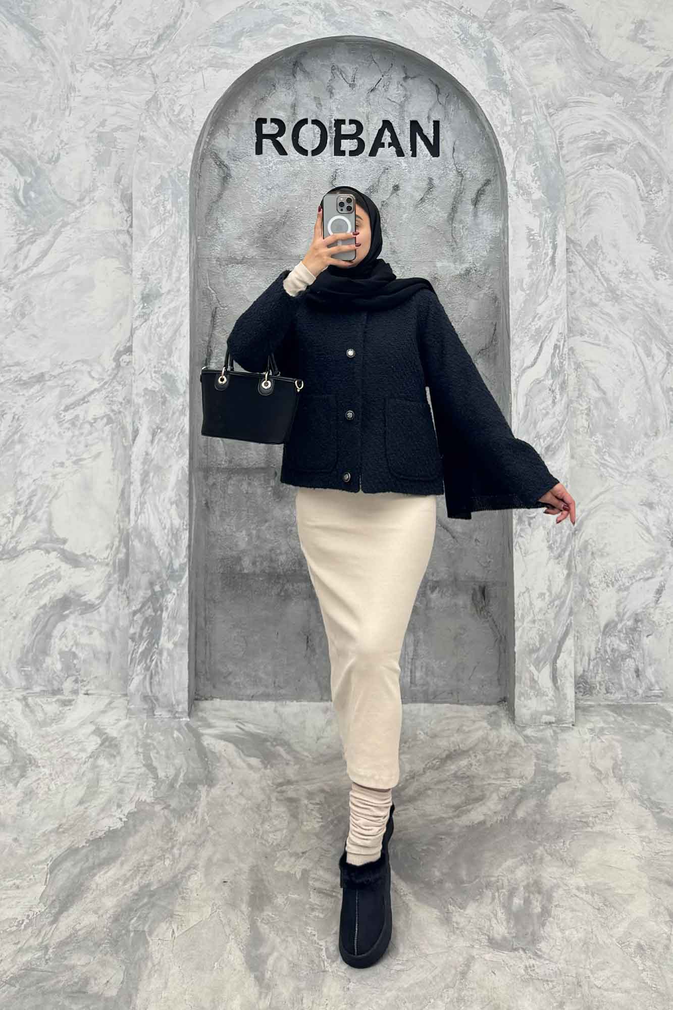 کت توییت پشمی یقه گرد NELA