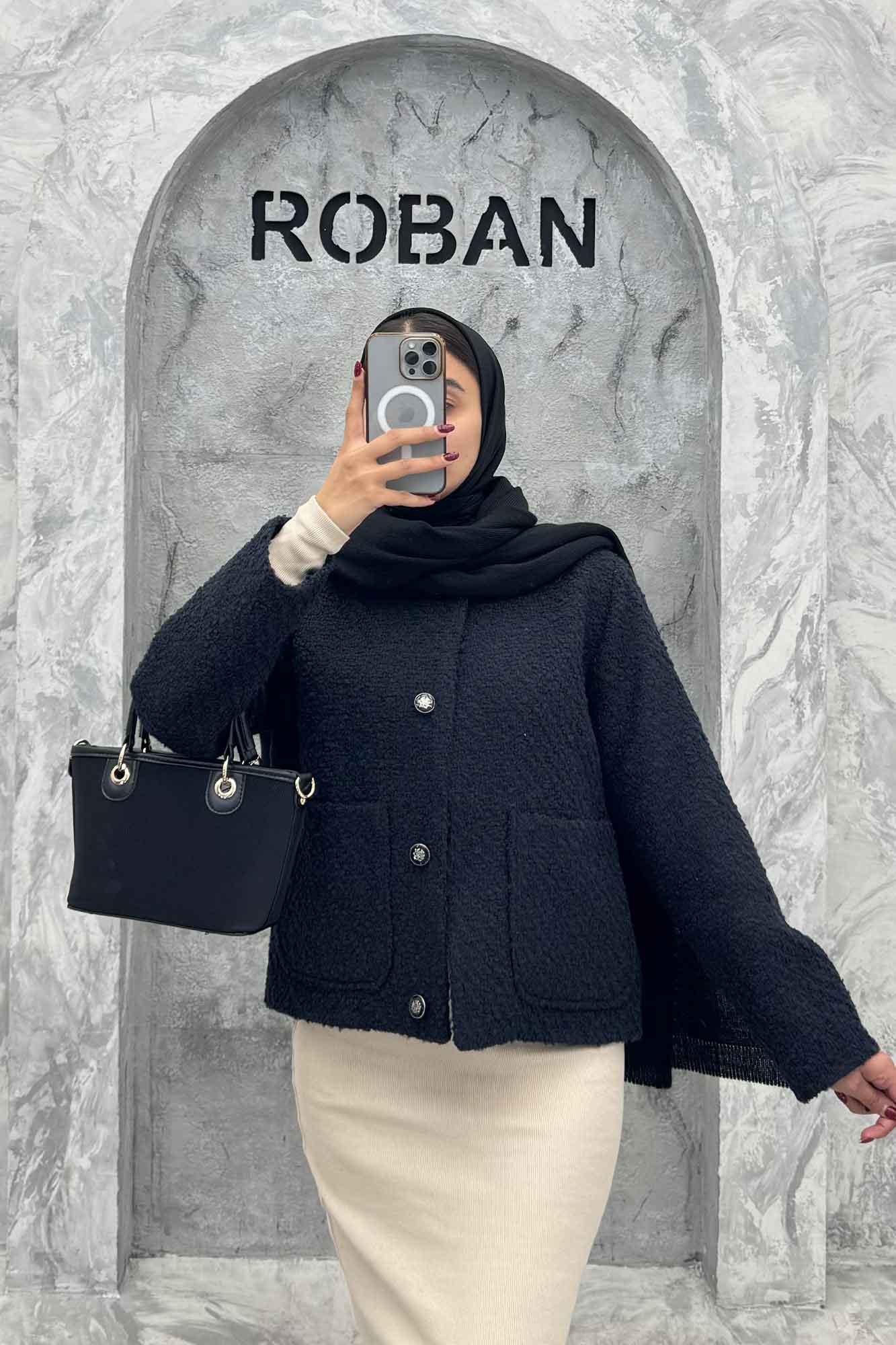 کت توییت پشمی یقه گرد NELA