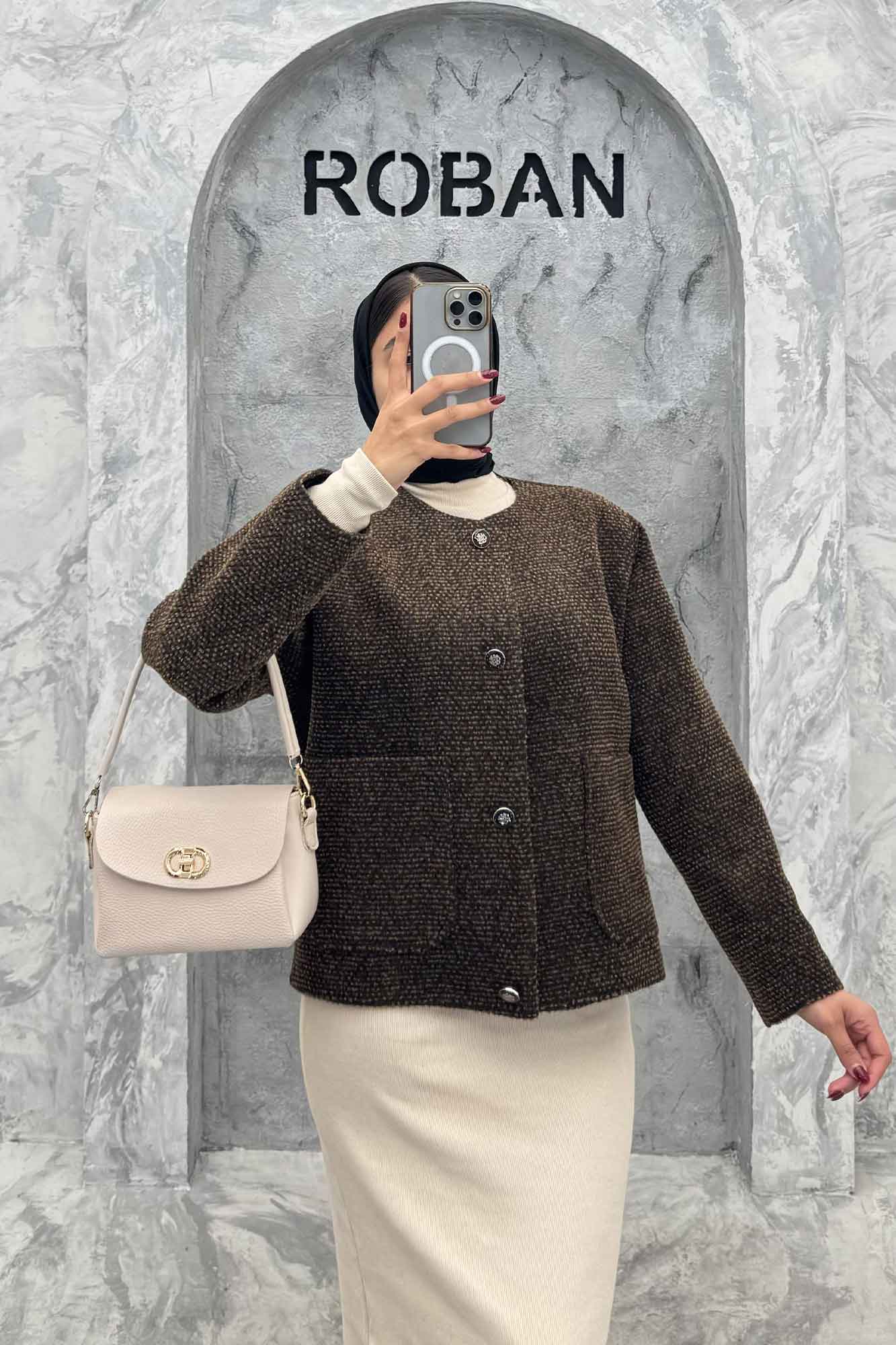 کت توییت پشمی یقه گرد NELA