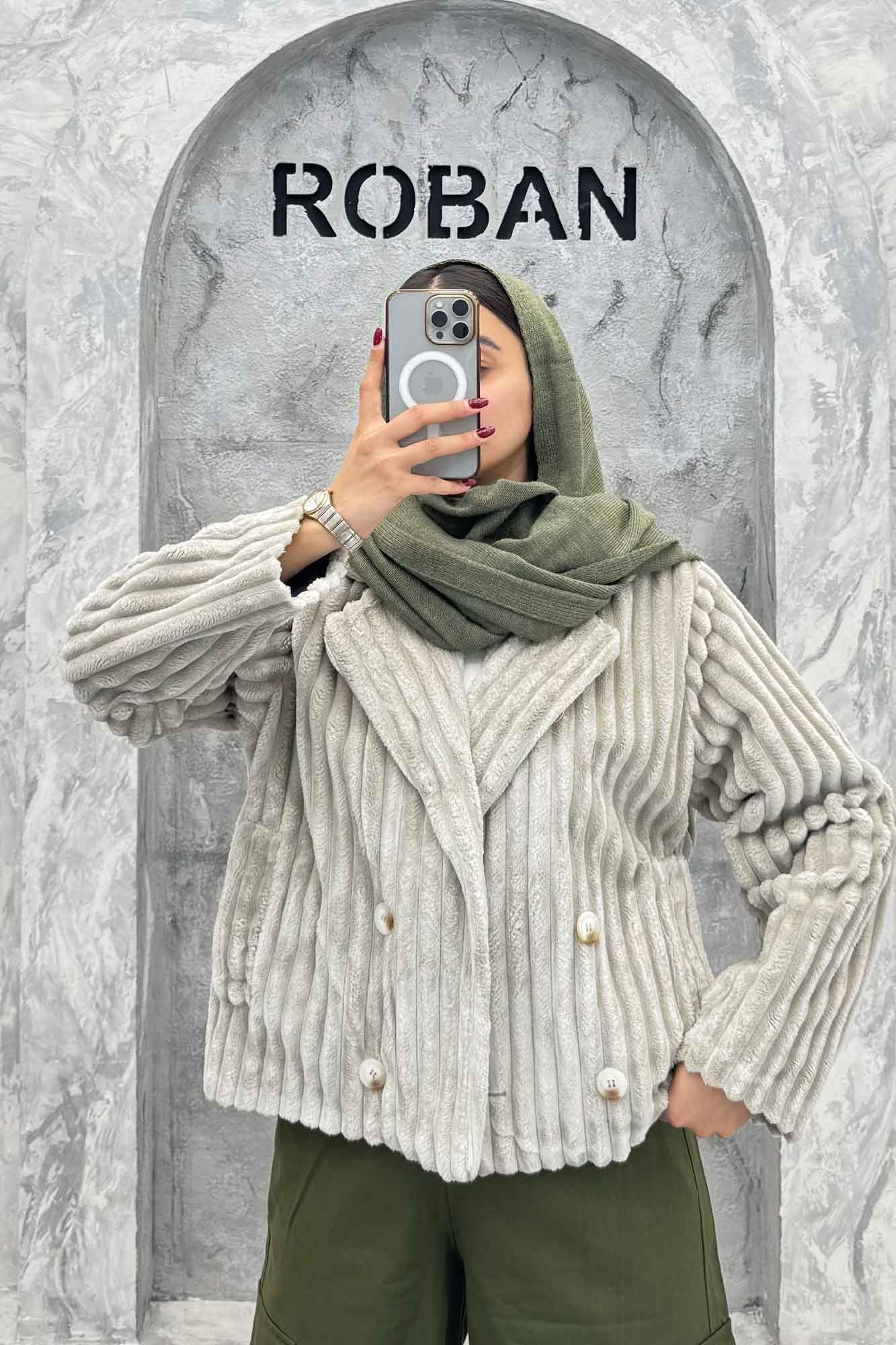 کت آستردار استرایپ دو جیب