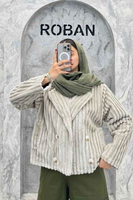 کت آستردار استرایپ دو جیب