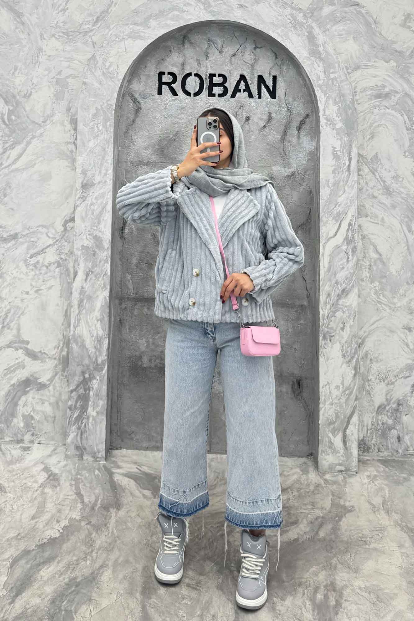 کت آستردار استرایپ دو جیب