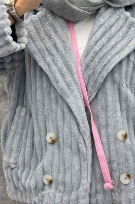 کت آستردار استرایپ دو جیب