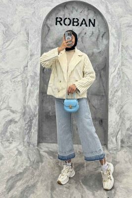 کت آستردار استرایپ دو جیب