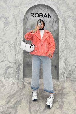 کت آستردار استرایپ دو جیب