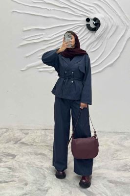 ست کت و شلوار دیپلمات کمرگت دار