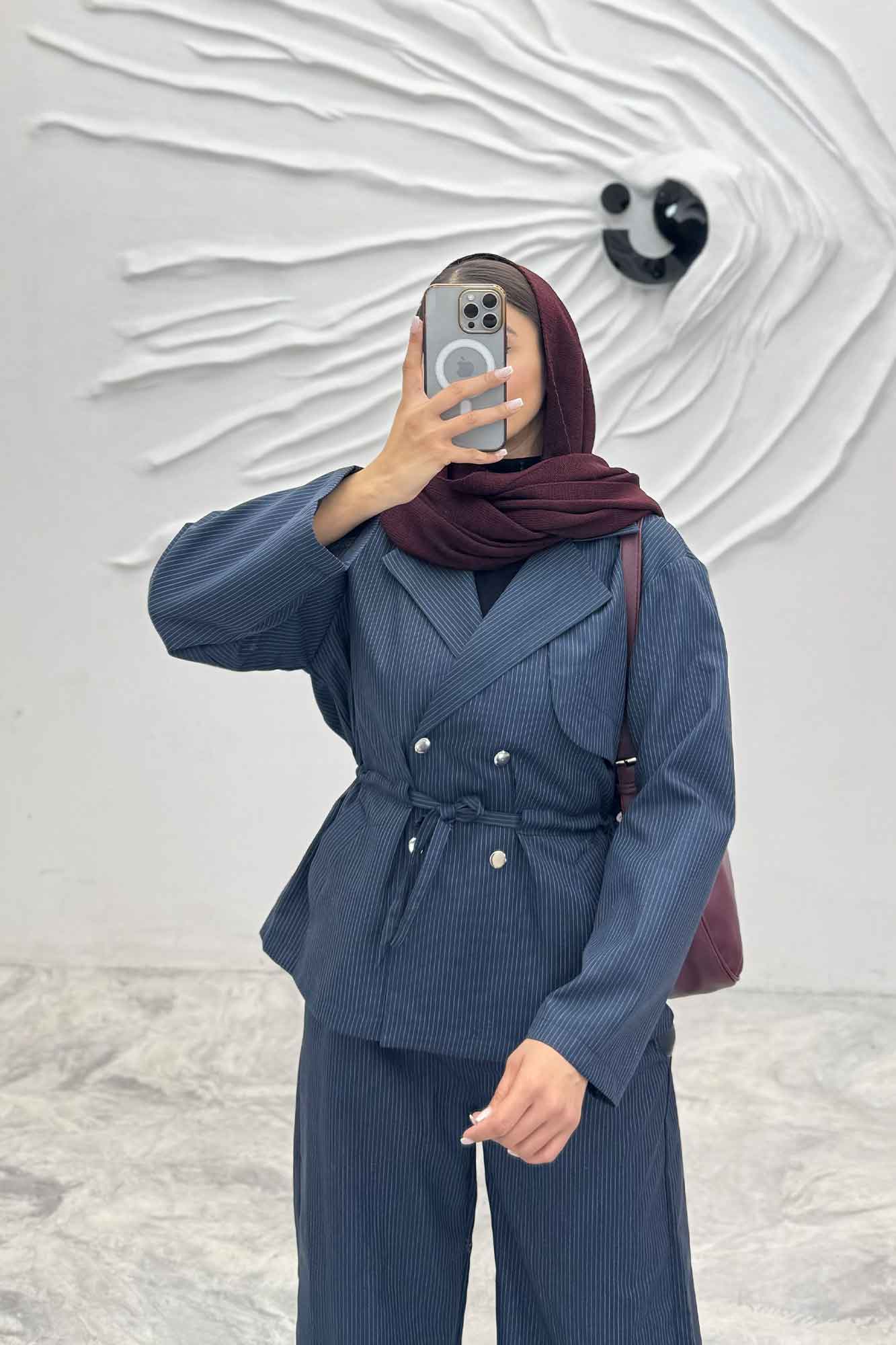 ست کت و شلوار دیپلمات کمرگت دار