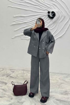 ست کت و شلوار دیپلمات کمرگت دار