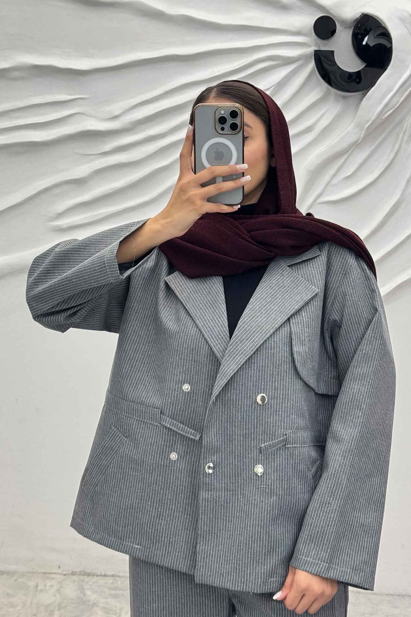 ست کت و شلوار دیپلمات کمرگت دار