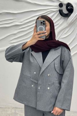 ست کت و شلوار دیپلمات کمرگت دار