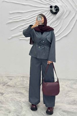 ست کت و شلوار دیپلمات کمرگت دار