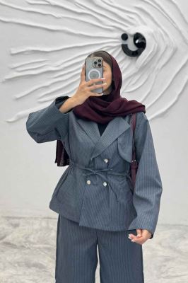 ست کت و شلوار دیپلمات کمرگت دار