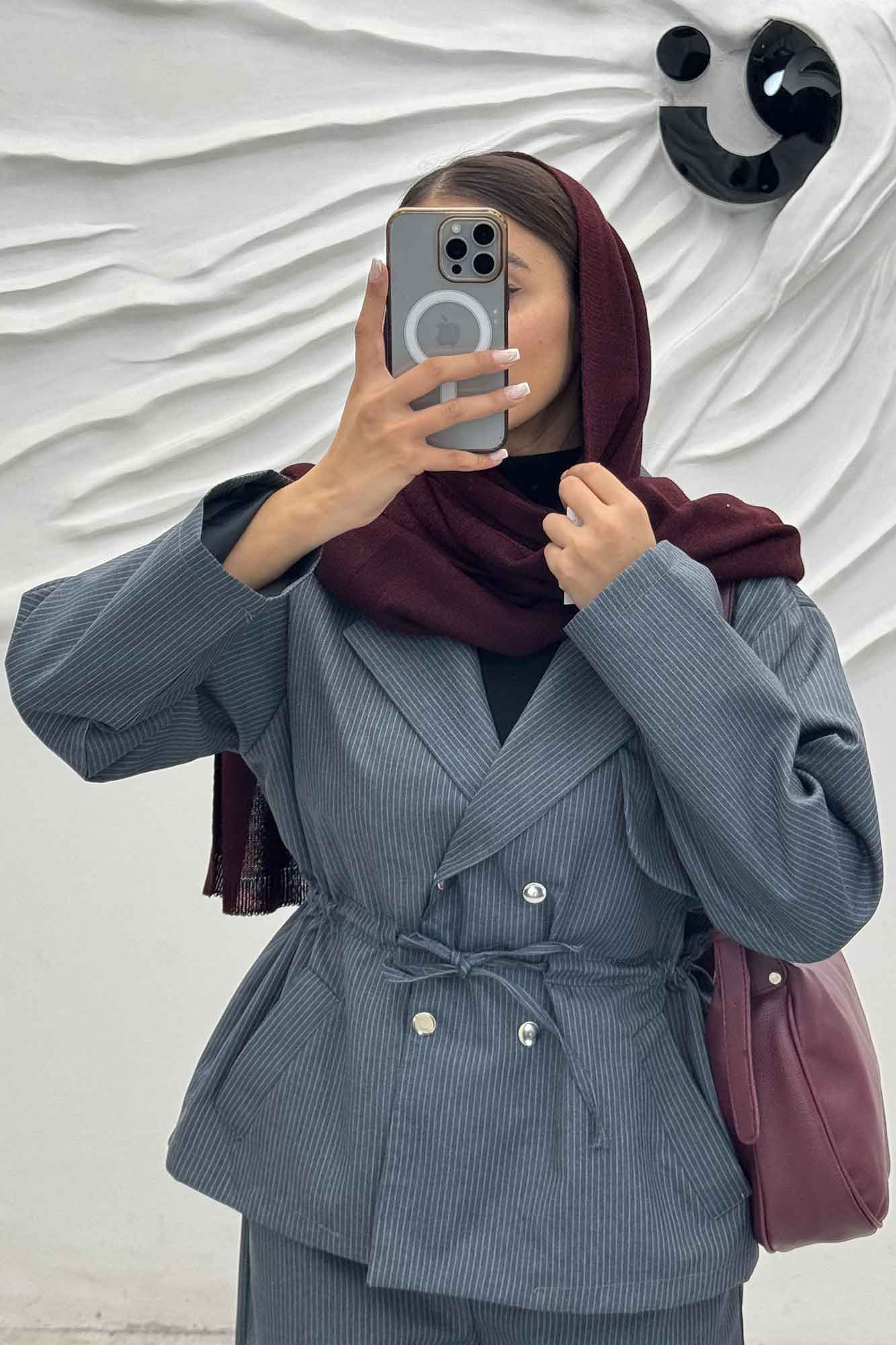 ست کت و شلوار دیپلمات کمرگت دار