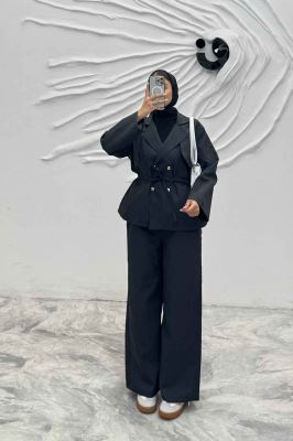 ست کت و شلوار دیپلمات کمرگت دار