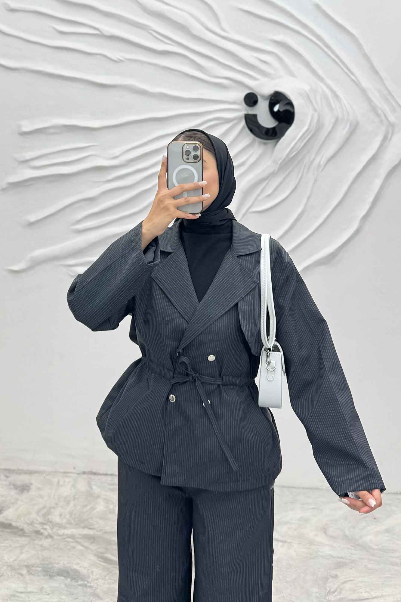 ست کت و شلوار دیپلمات کمرگت دار