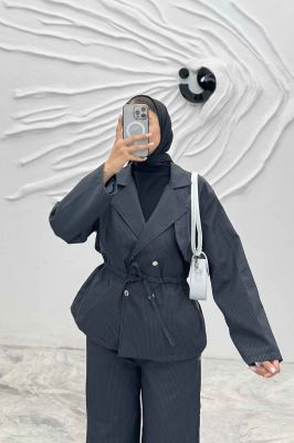 ست کت و شلوار دیپلمات کمرگت دار