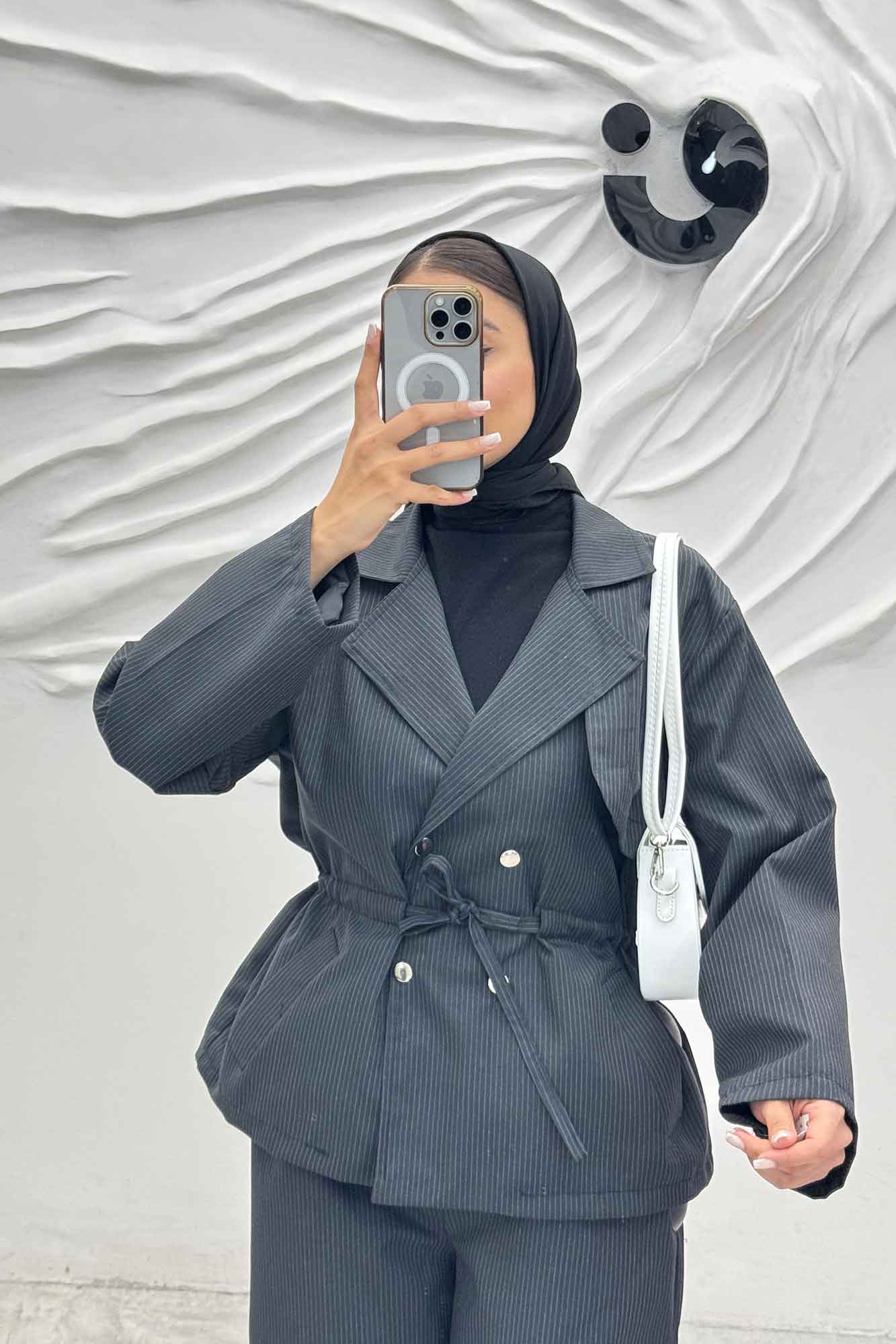 ست کت و شلوار دیپلمات کمرگت دار