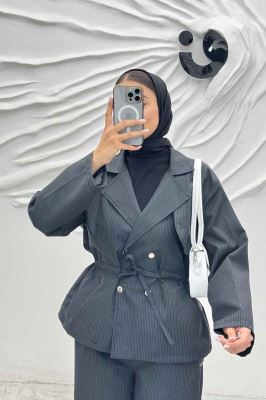 ست کت و شلوار دیپلمات کمرگت دار