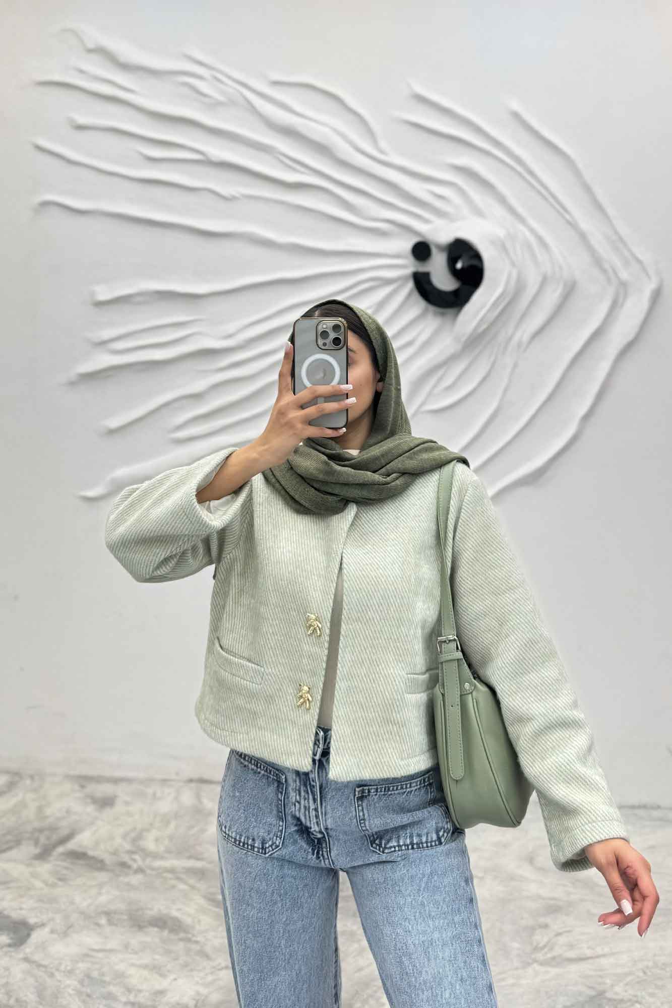 کت کراپ لمزور جیب فیلتو دکمه تدی