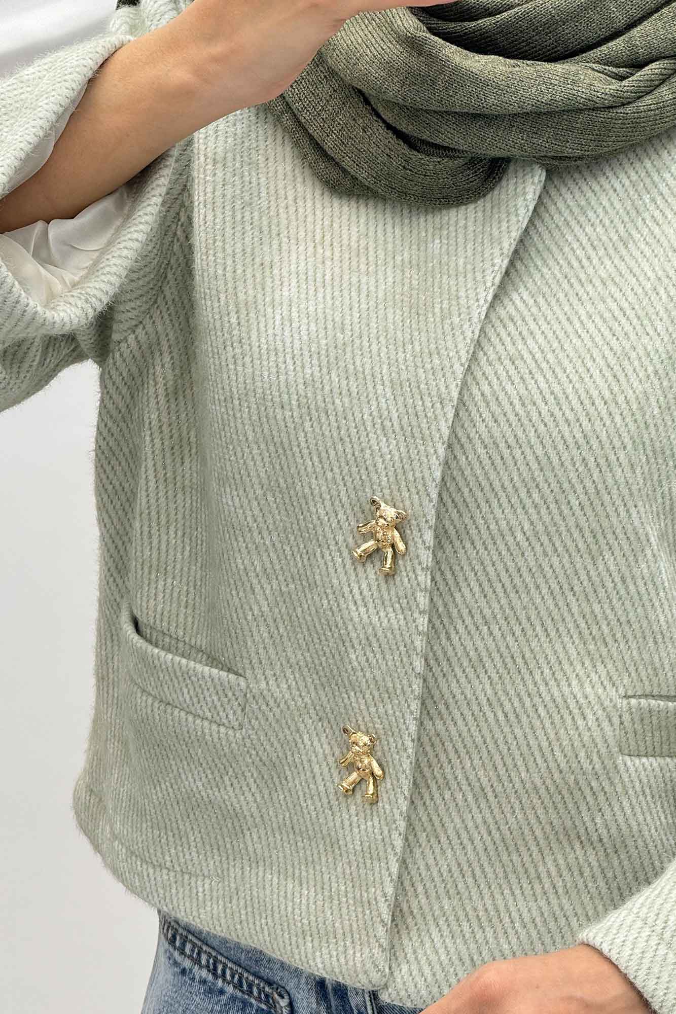 کت کراپ لمزور جیب فیلتو دکمه تدی