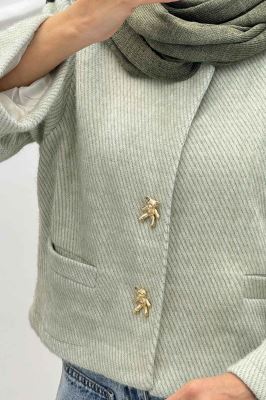 کت کراپ لمزور جیب فیلتو دکمه تدی