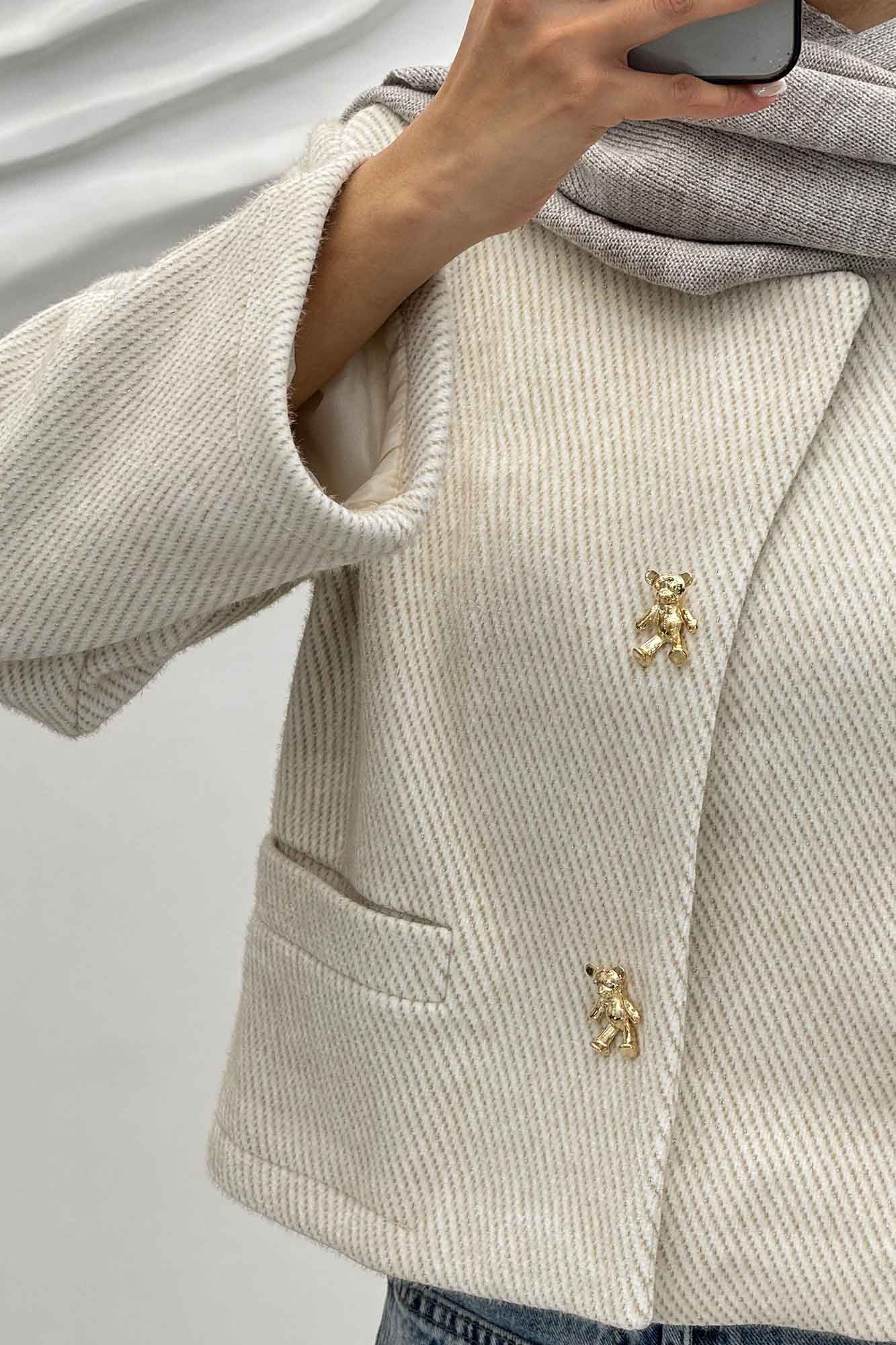 کت کراپ لمزور جیب فیلتو دکمه تدی