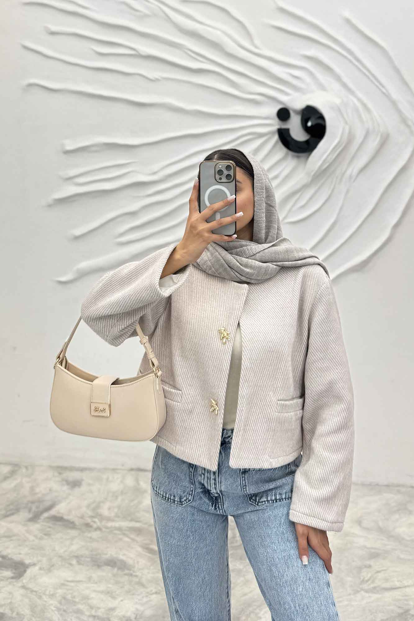 کت کراپ لمزور جیب فیلتو دکمه تدی