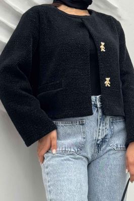 کت کراپ لمزور جیب فیلتو دکمه تدی