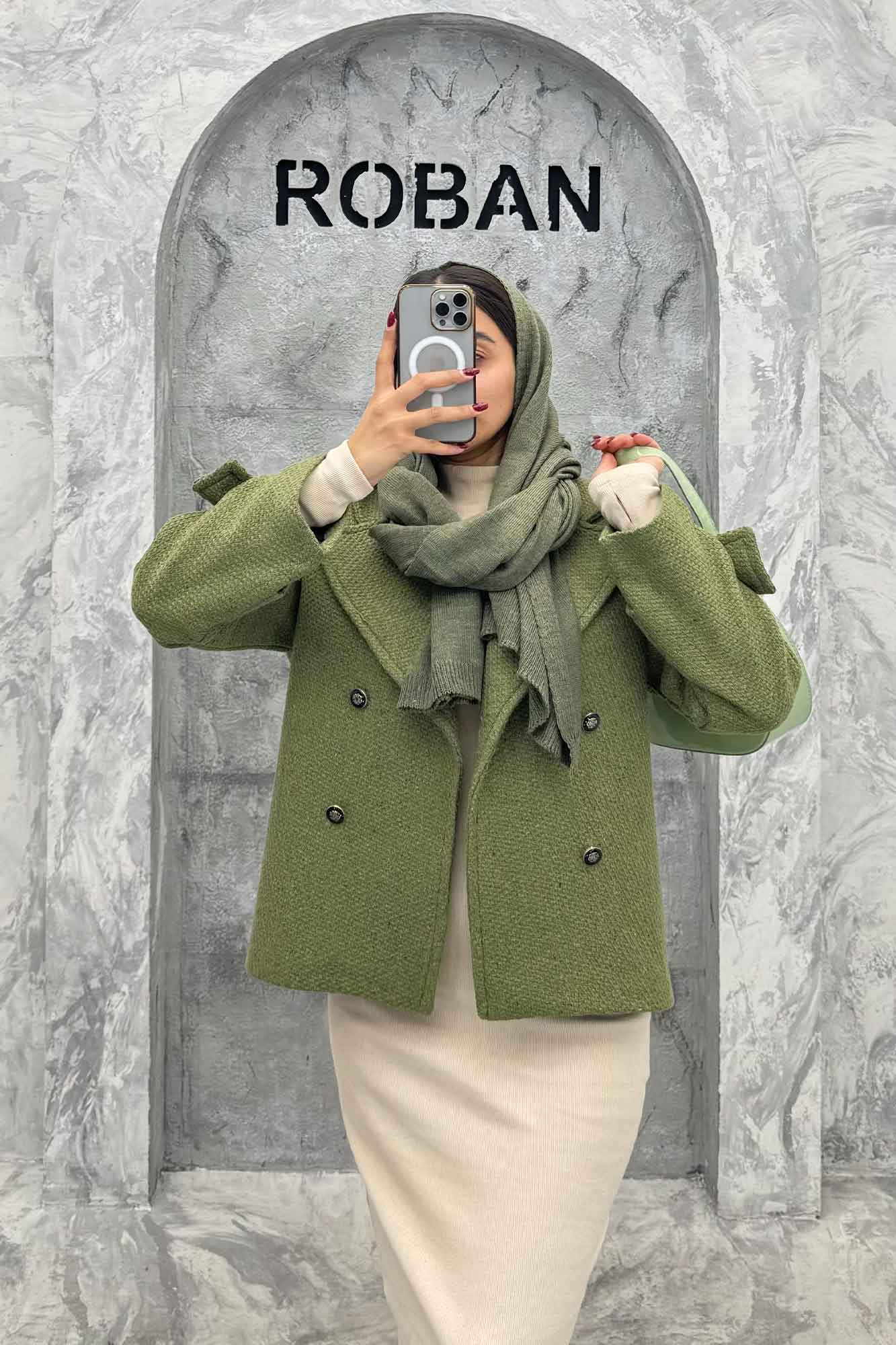 کت توییت پشمی یقه انگلیسی پهن آستردار NIL