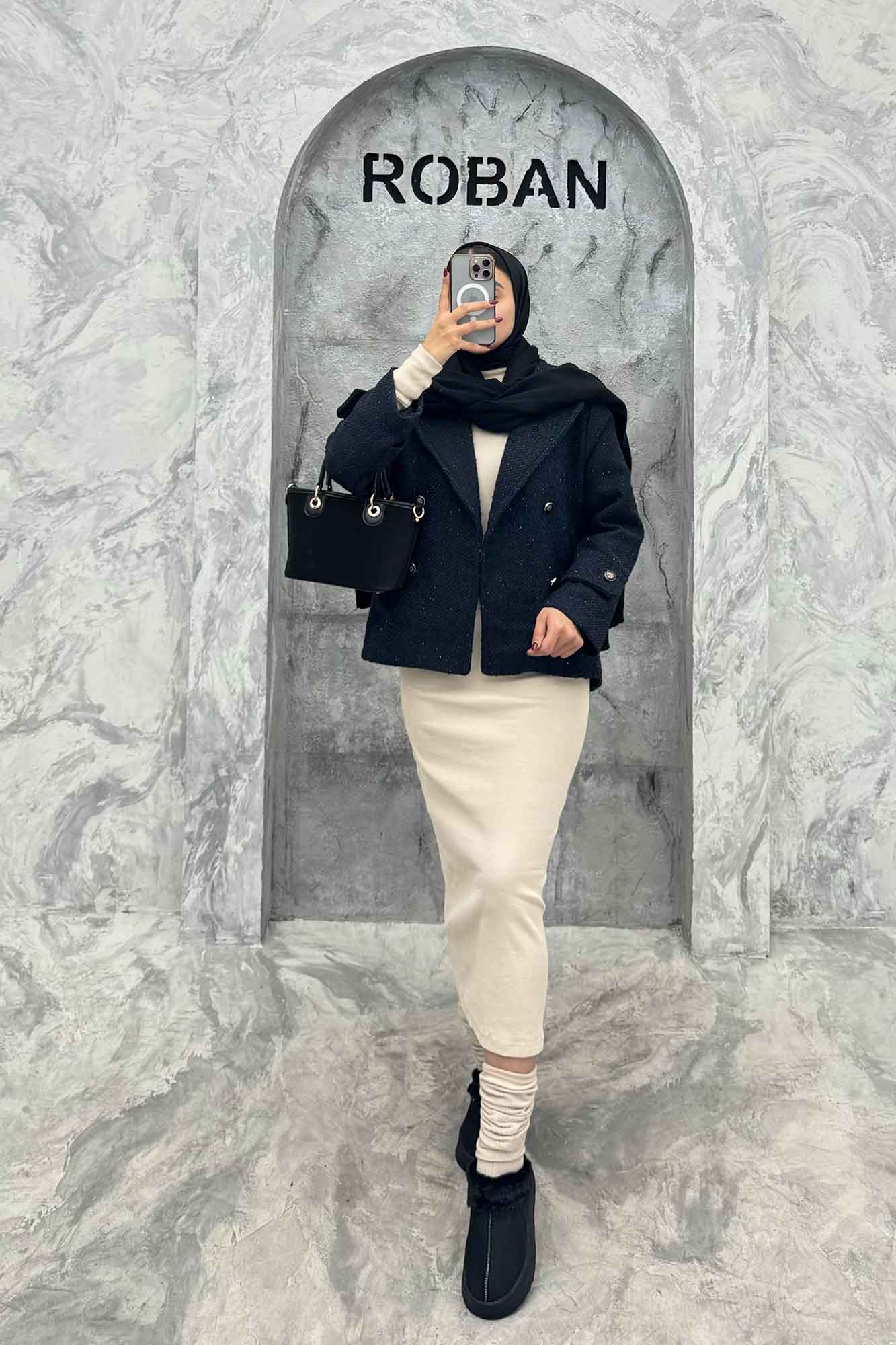 کت توییت پشمی یقه انگلیسی پهن آستردار NIL