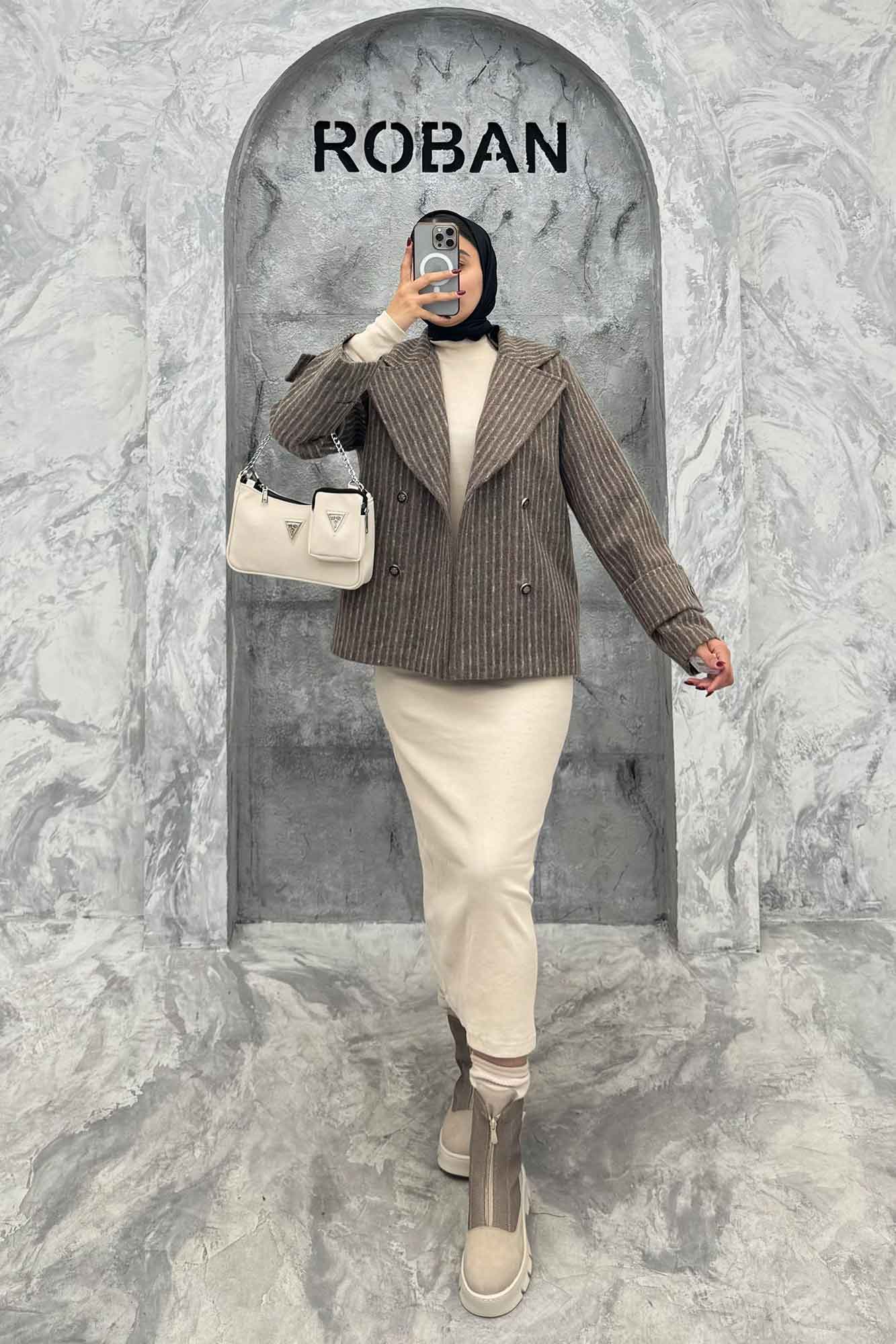 کت توییت پشمی یقه انگلیسی پهن آستردار NIL