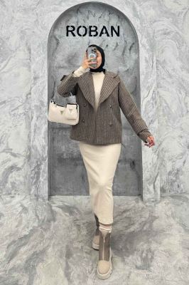 کت توییت پشمی یقه انگلیسی پهن آستردار NIL