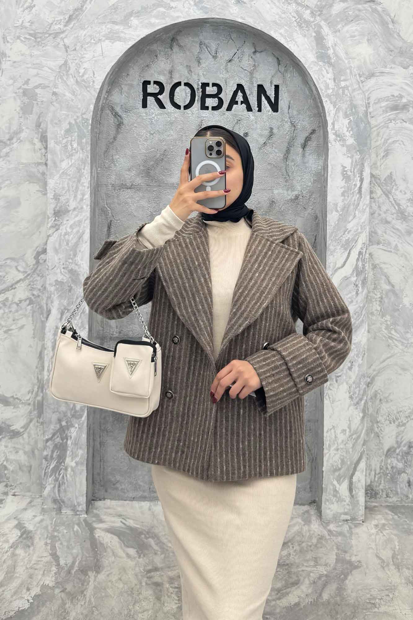 کت توییت پشمی یقه انگلیسی پهن آستردار NIL