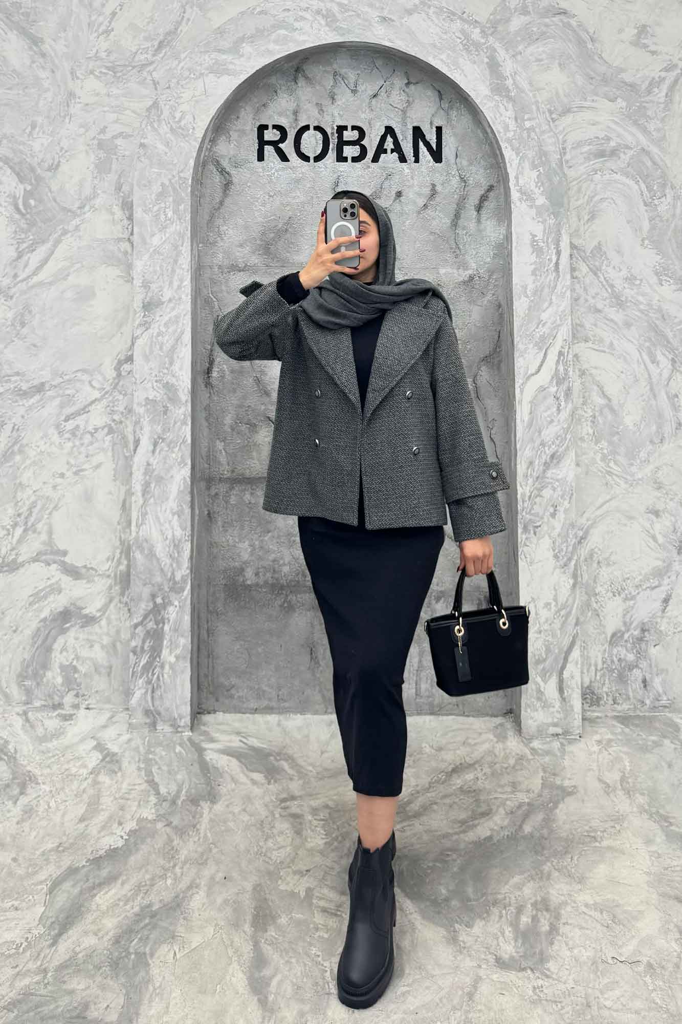 کت توییت پشمی یقه انگلیسی پهن آستردار NIL