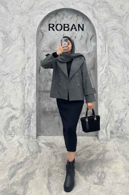 کت توییت پشمی یقه انگلیسی پهن آستردار NIL