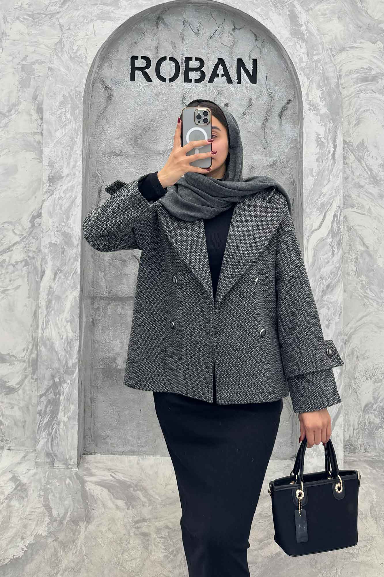 کت توییت پشمی یقه انگلیسی پهن آستردار NIL