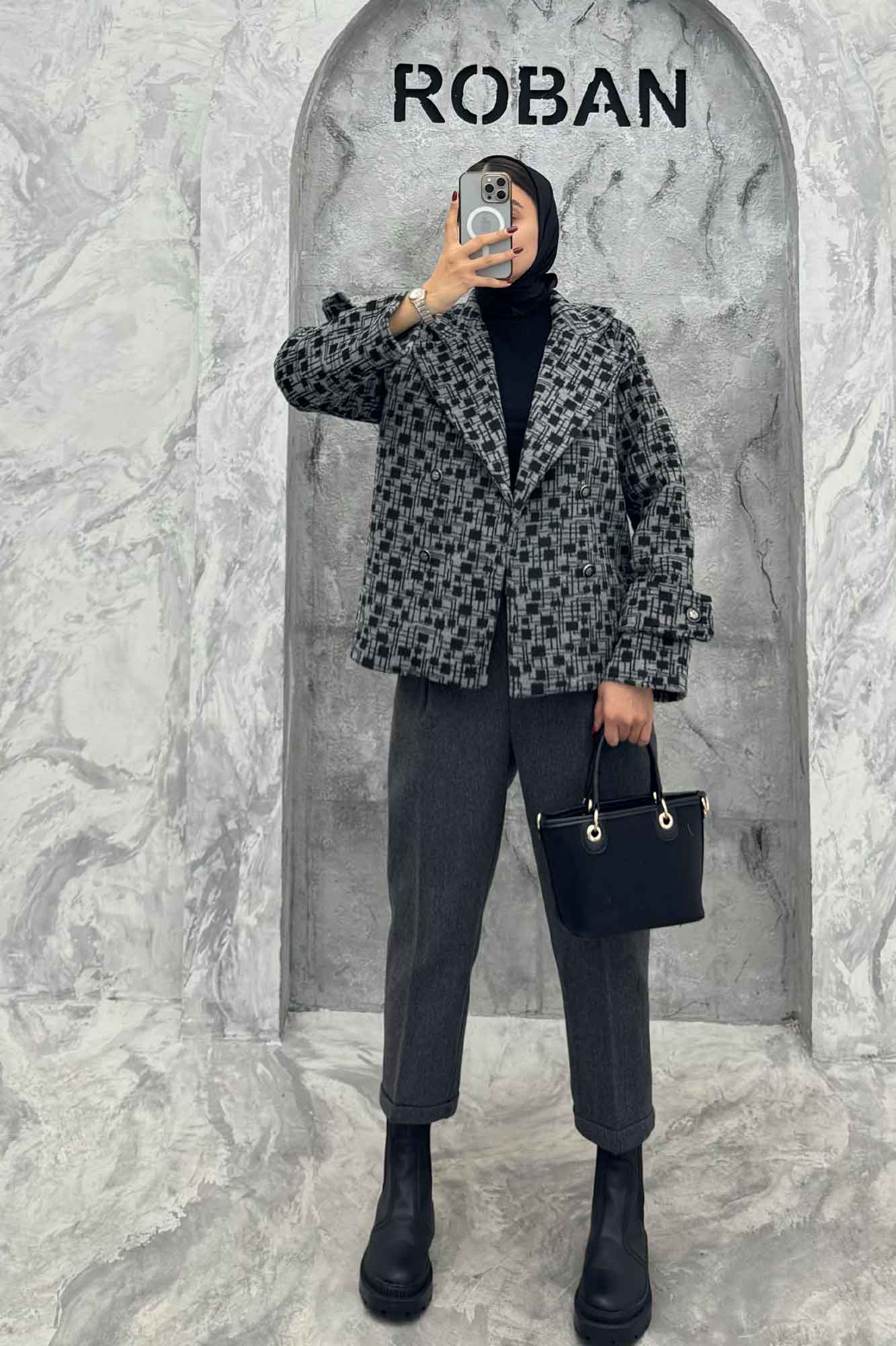 کت توییت پشمی یقه انگلیسی پهن آستردار NIL