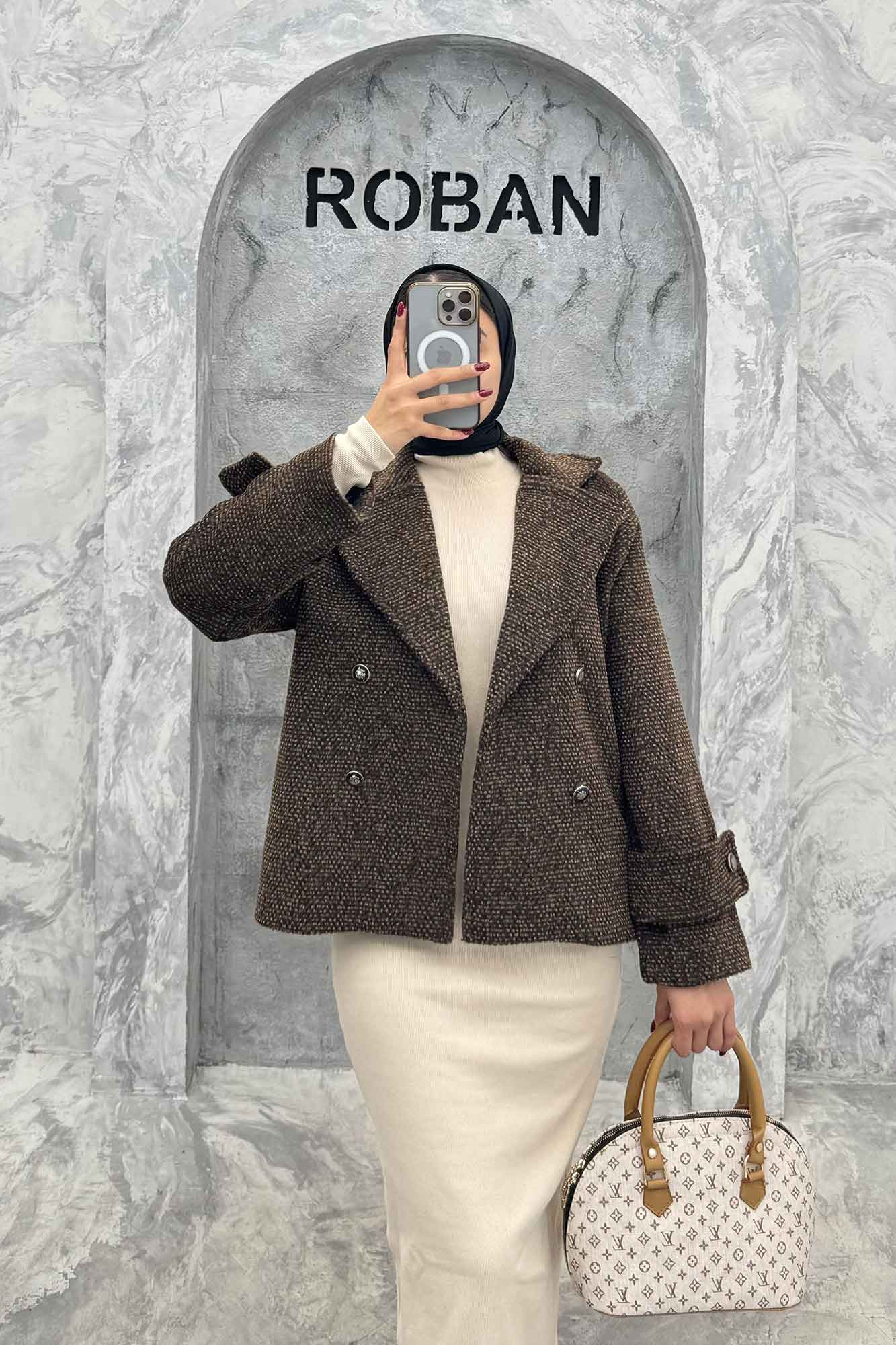 کت توییت پشمی یقه انگلیسی پهن آستردار NIL