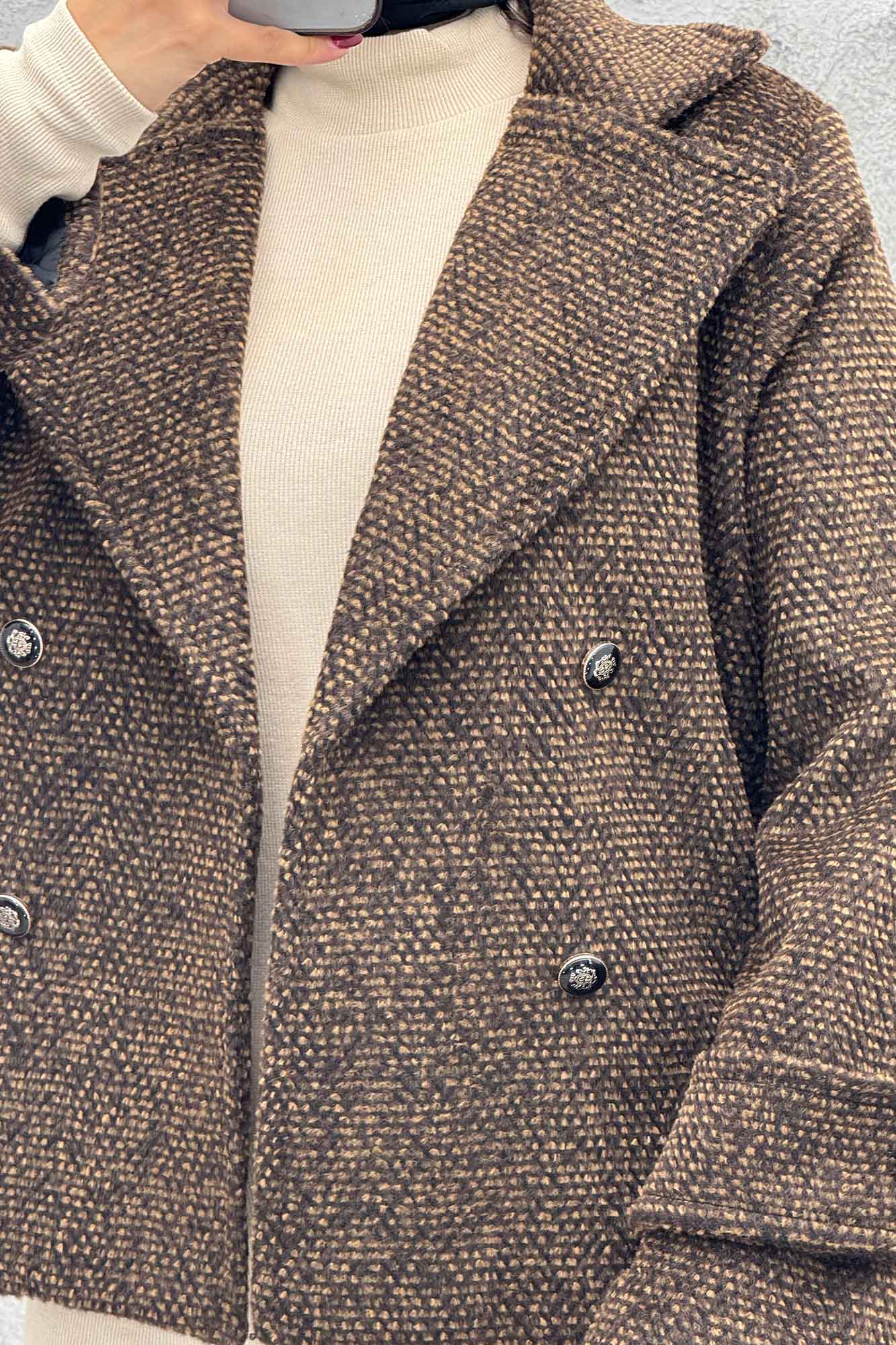 کت توییت پشمی یقه انگلیسی پهن آستردار NIL