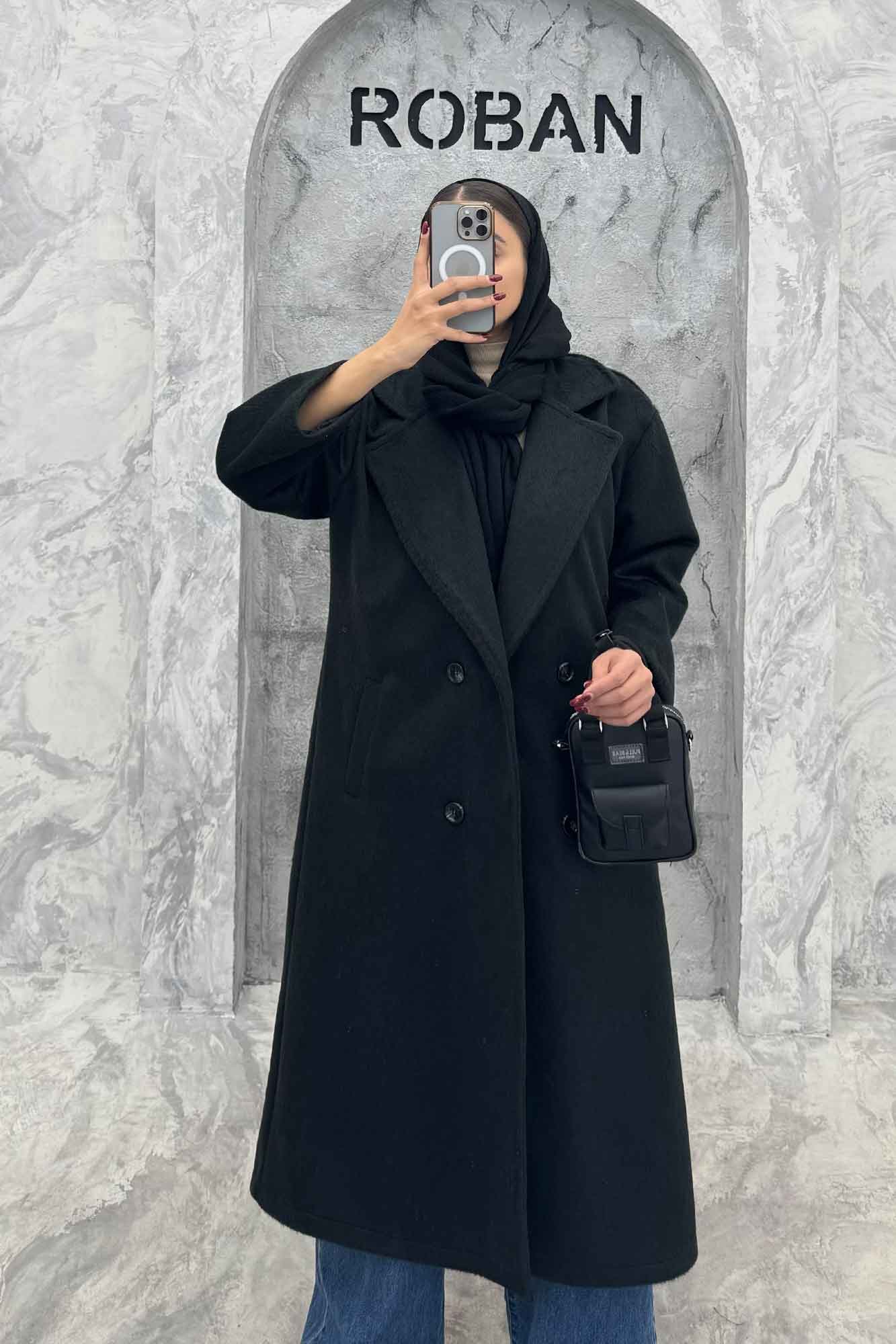 پالتو بلند موهر ترک آستردار ROOBI