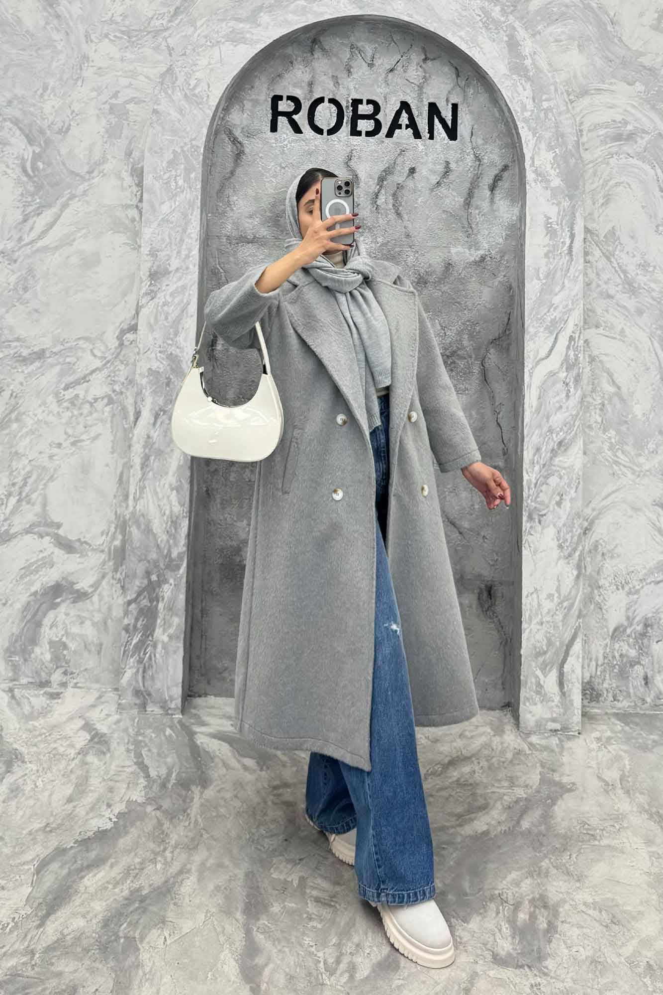 پالتو بلند موهر ترک آستردار ROOBI