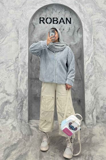 سویشرت زیپدار استرایپ