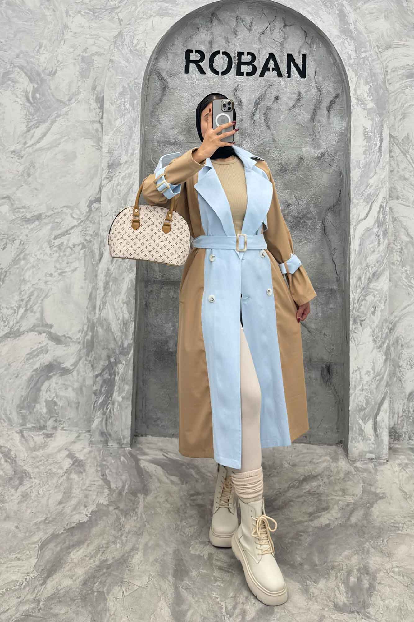 بارانی بلند ترکیبی سانتانا و کتان