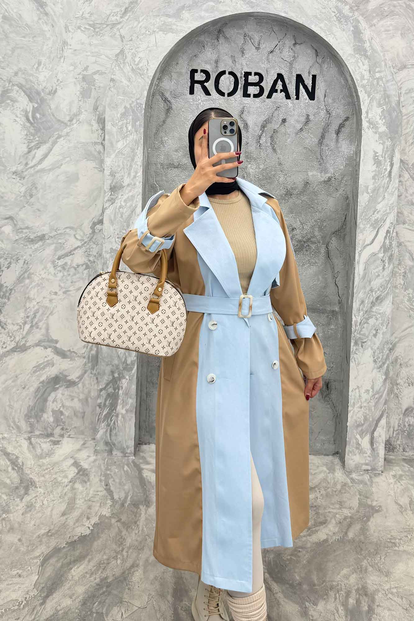 بارانی بلند ترکیبی سانتانا و کتان