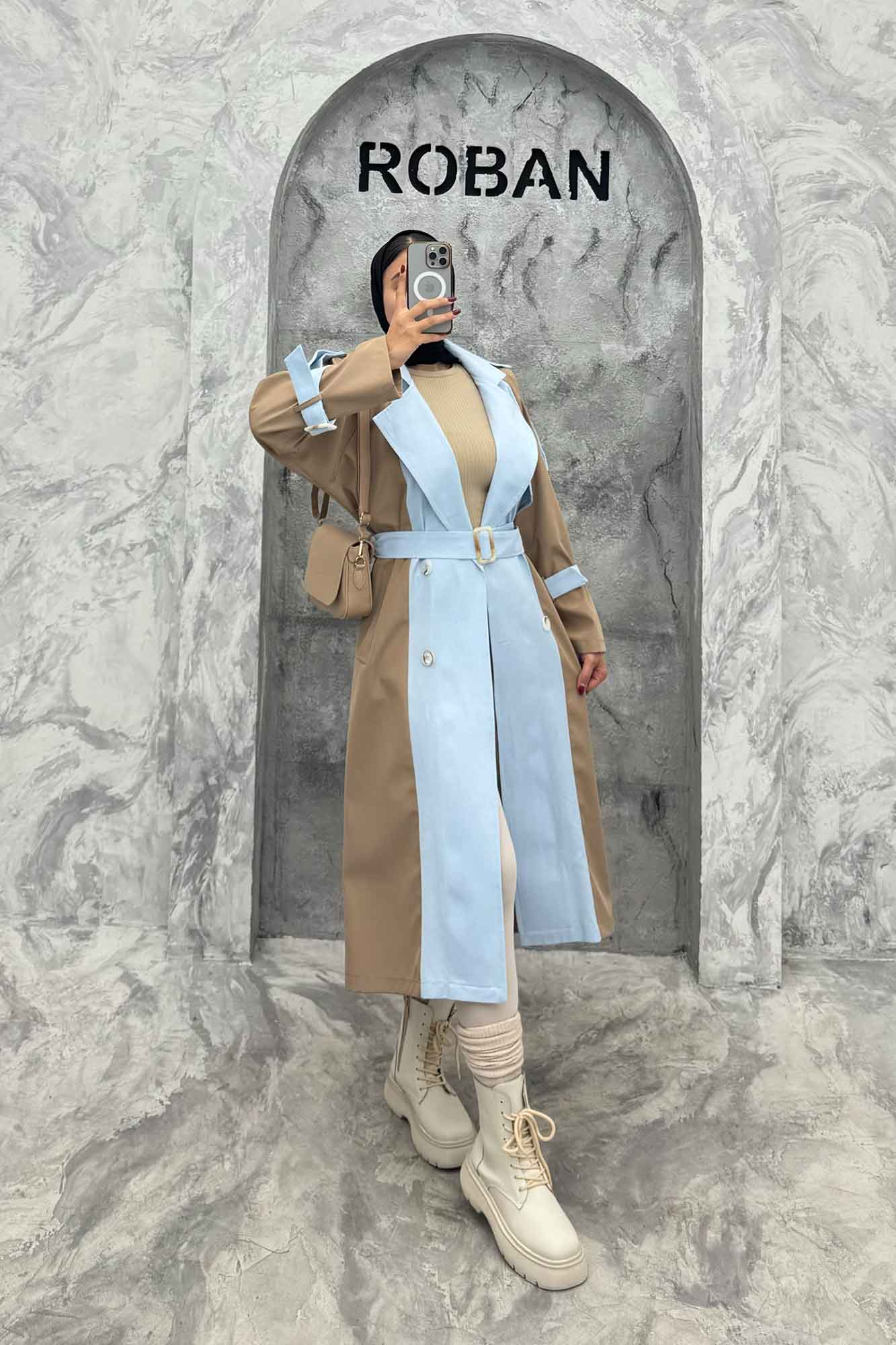 بارانی بلند ترکیبی سانتانا و کتان