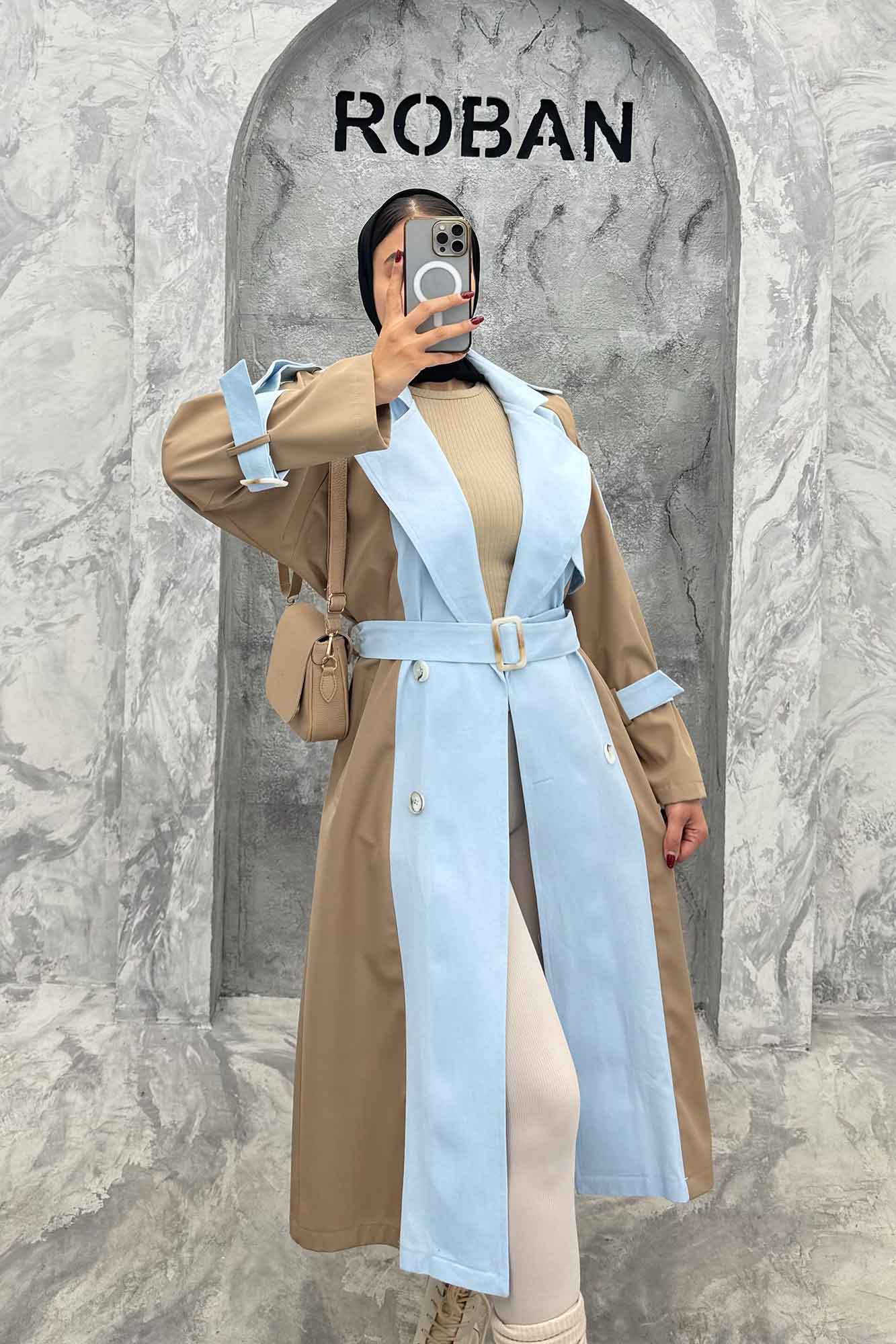 بارانی بلند ترکیبی سانتانا و کتان