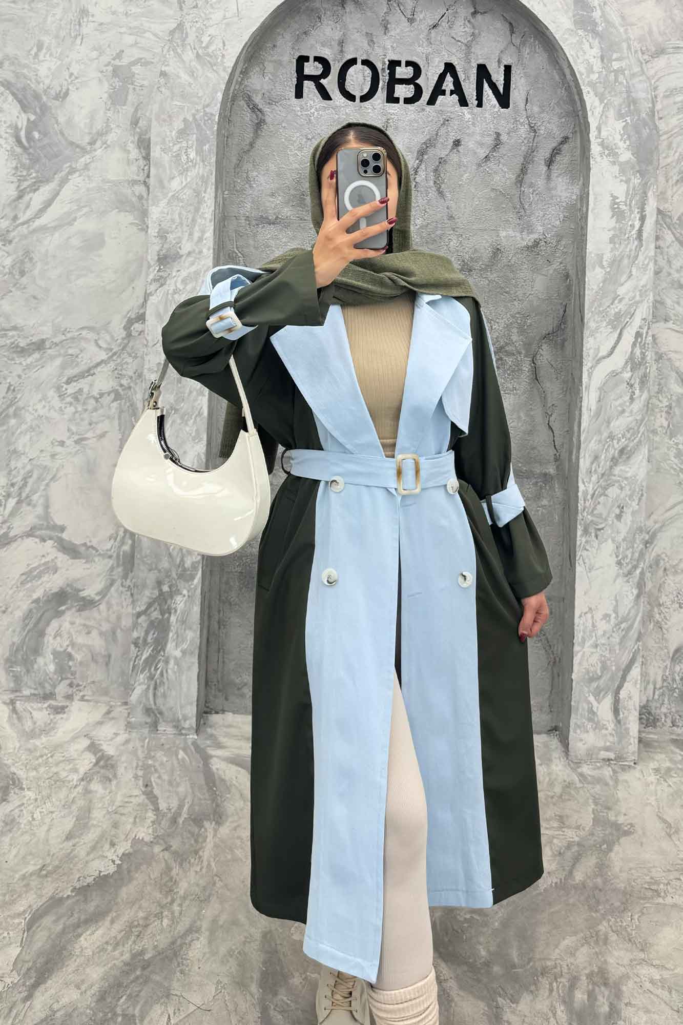 بارانی بلند ترکیبی سانتانا و کتان