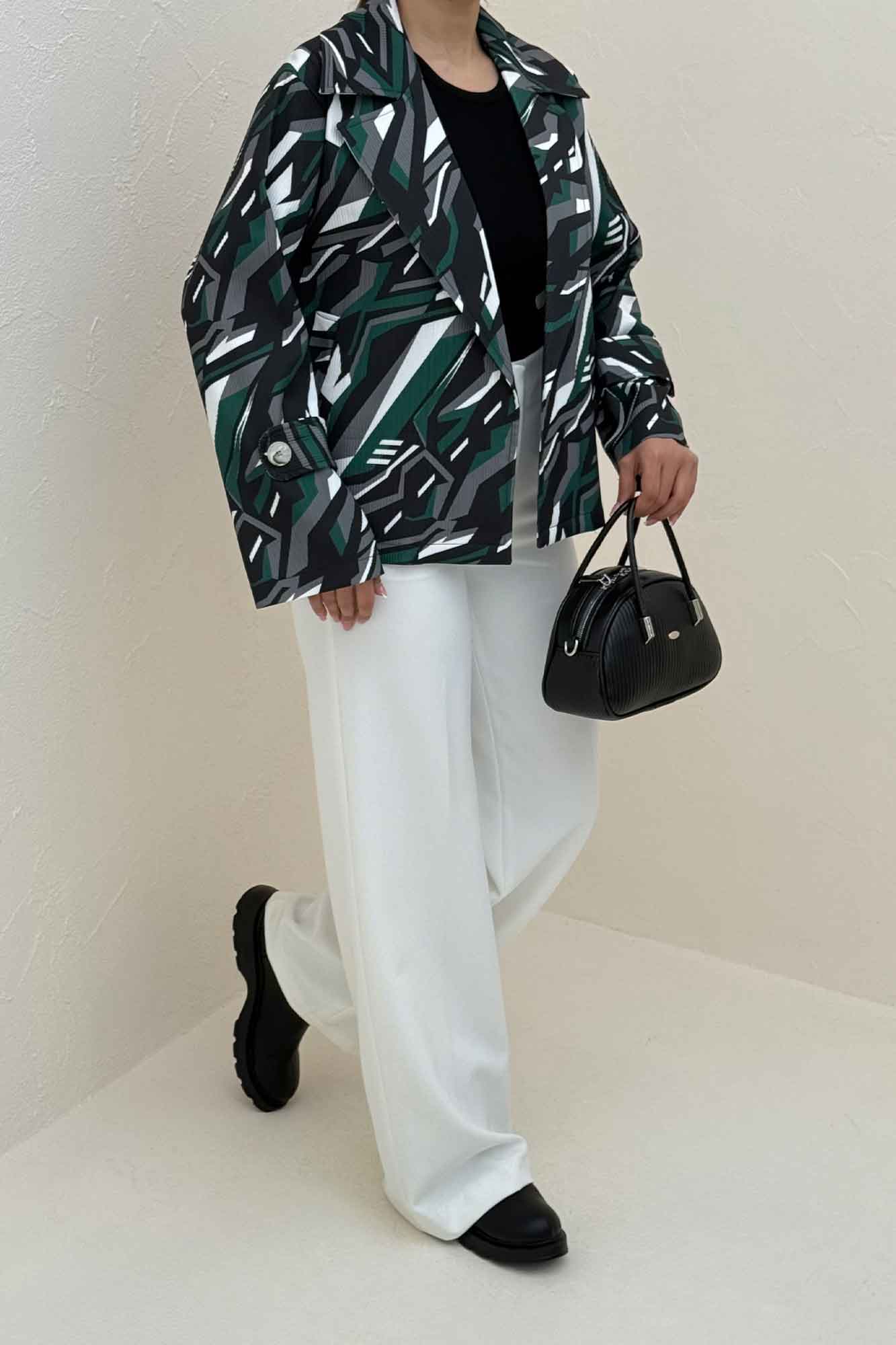 کت کوتاه سانتانا چاپی دو جیب