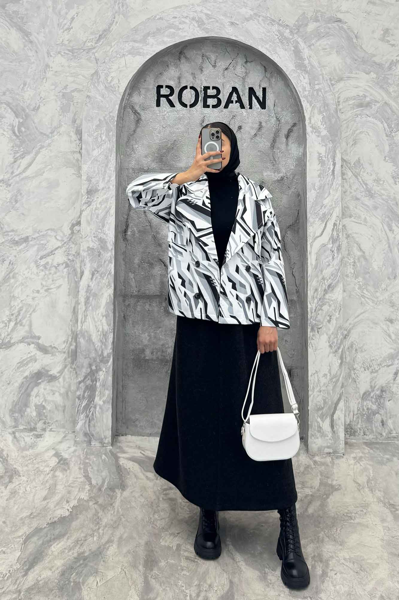 کت سانتانا چاپی چهار دکمه ژیله دار