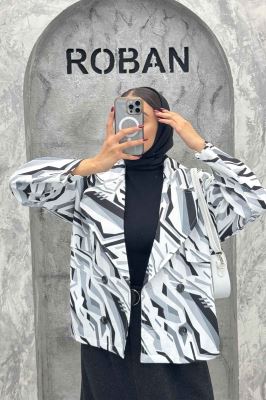 کت سانتانا چاپی چهار دکمه ژیله دار